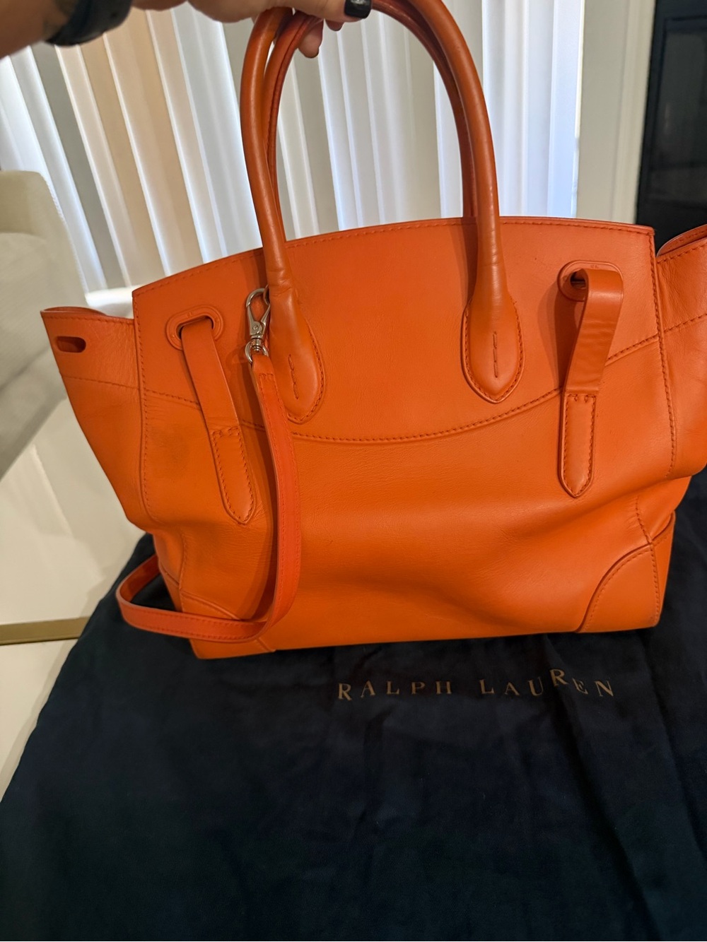 Ralph Lauren Ricky Bag clementine orange color Leather  33 - Picture 3 of 9